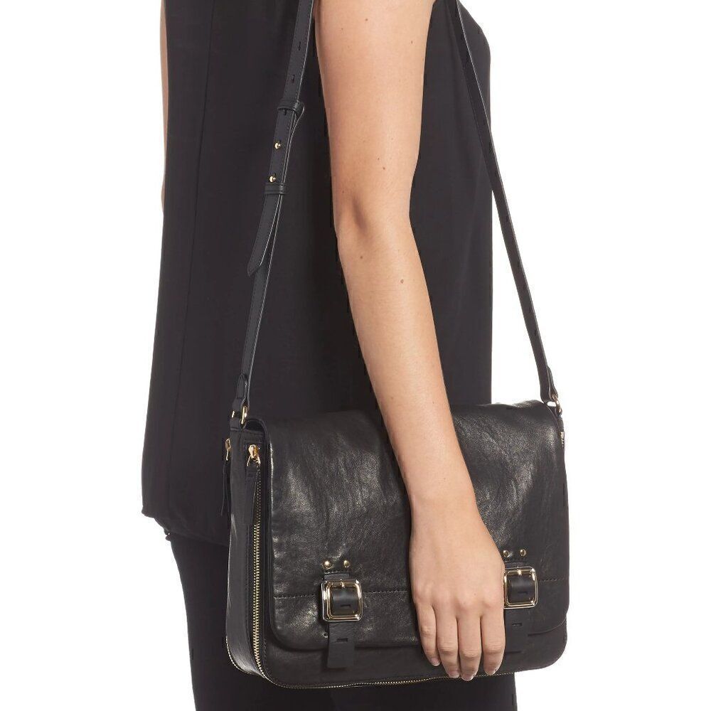 Vince Camuto Bag Delos Genuine Leather Messenger Crossbody Black